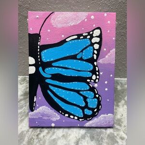 Hand Crafted Blue and Pink Butterfly Painting